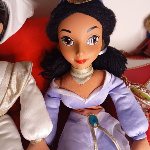 Vintage Disney Aladdin Mattel plush doll set 1993 used, Prince Ali & Jasmine