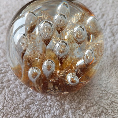 Murano Ball New Honey Color Large 8×8 cm With Smaller 5×5 cm Gift