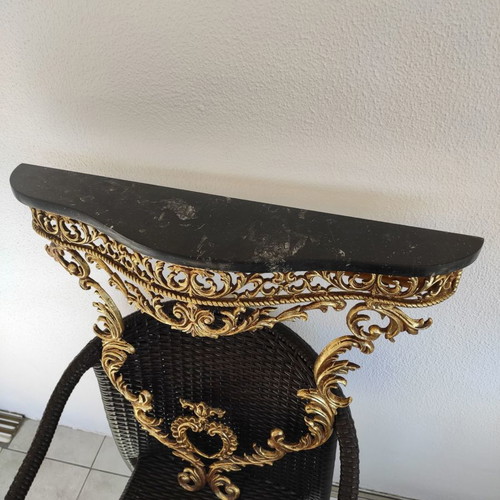 Entrance mirror used with marble and iron shelf