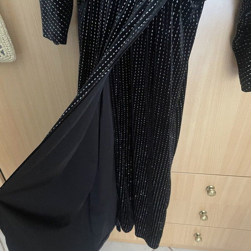 Pull & Bear dress XS black velvet with metallic thread, like new