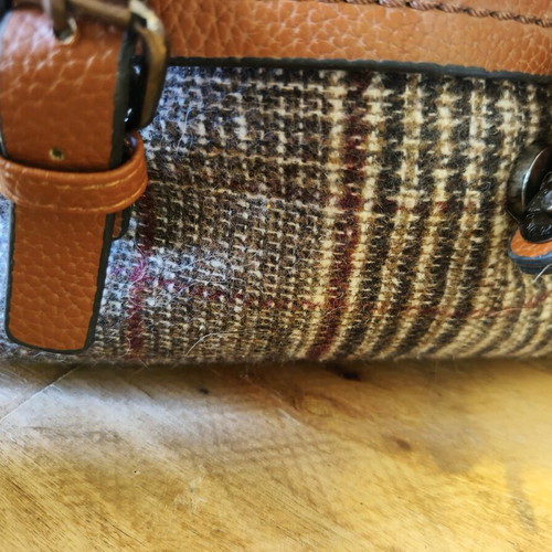 Women’s checked backpack bag with brown leatherette like new