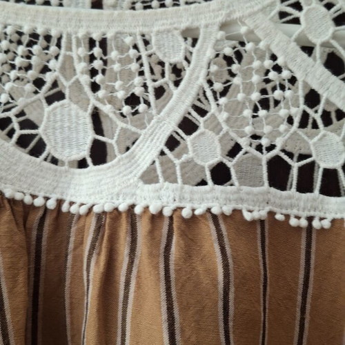 Zara linen blouse used with lace top and stripes, size L