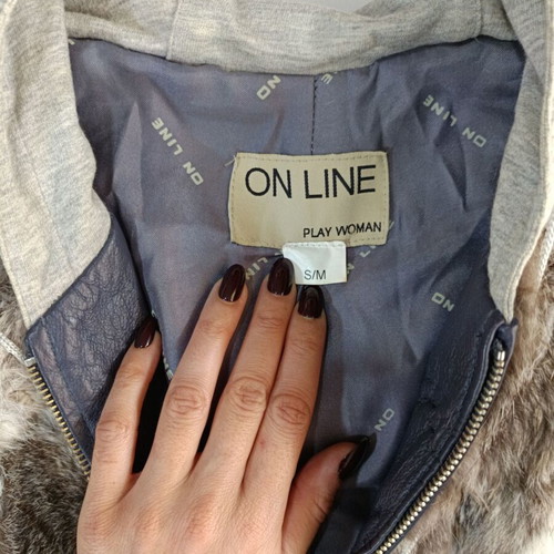 On Line women's cardigan with faux fur like new, grey and brown