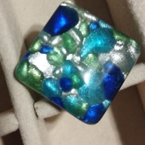 Turquoise faux bijoux ring summer style Murano adjustable size