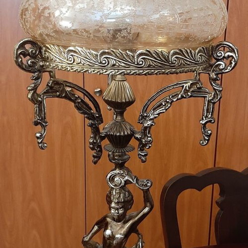 Two vintage metal table lamps