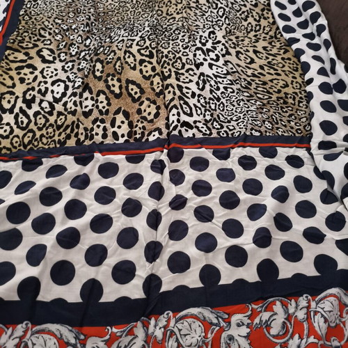 Large square pareo used with animal print and polka dots