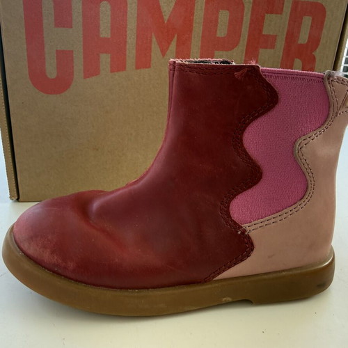 Camper leather ankle boots size 26 used, red with zipper