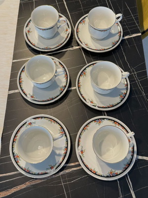Vintage σετ τσαγιού Pagoda Feena Porcelain 6 ατόμων, μεταχειρισμένο