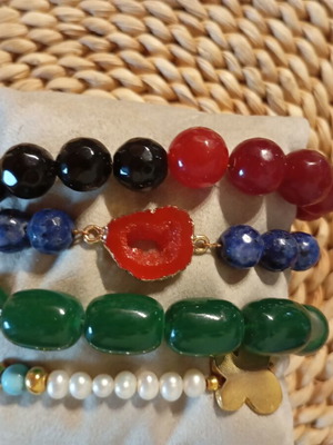 Bracelets set of 4 with natural stones, new, multicolor