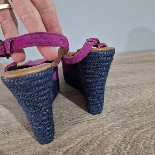 Gaimo purple leather and suede wedge espadrilles sandals size 38 like new