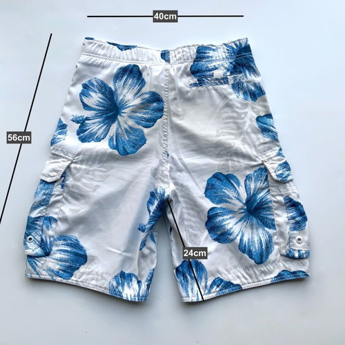 Abercrombie & Fitch men's swim shorts size S like new, white with blue flowers