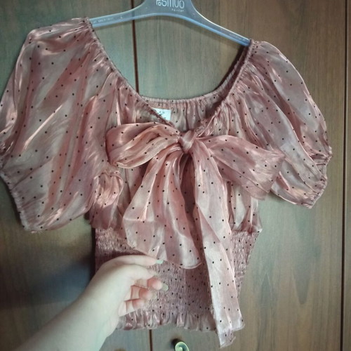 Iridescent Organza Polka Dot Blouse like new, multicolor