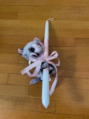 Πασχαλινή λαμπάδα με λούτρινα TY καινούργια, χειροποίητη