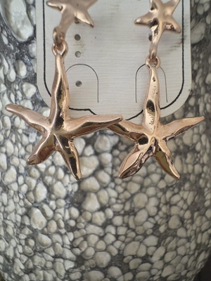 Earrings new, pink and gold tone