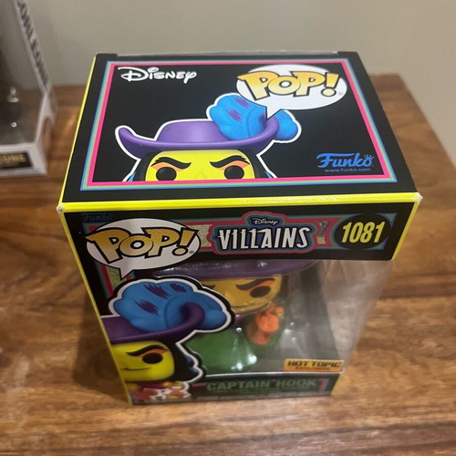 Funko Pop! Disney Captain Hook Black Light 1081 new with Hot Topic sticker