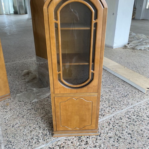 Wooden arched display cabinet, honey walnut