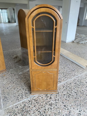 Wooden arched display cabinet, honey walnut