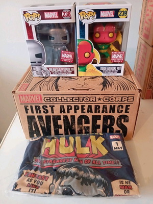 Funko Pop First Appearance Avengers MCC Box new with medium shirt
