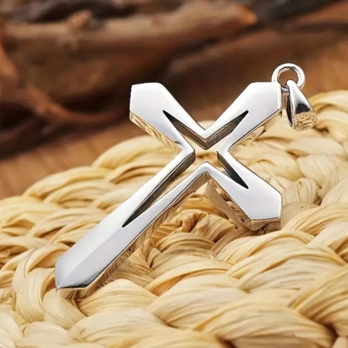 Modern minimalist stainless steel cross pendant