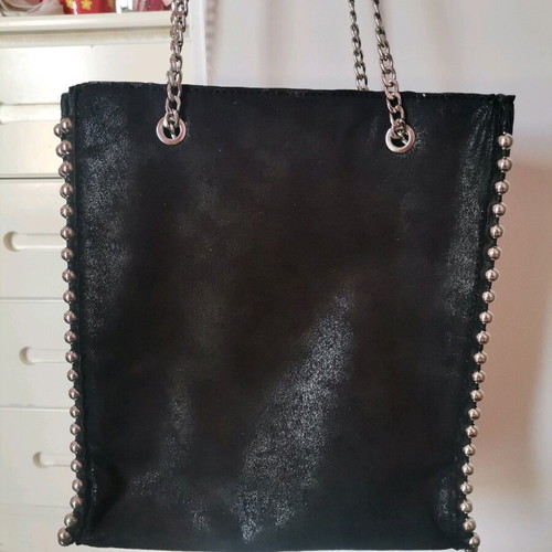 Zara women's bag used, black sweat with silver chain shoulder