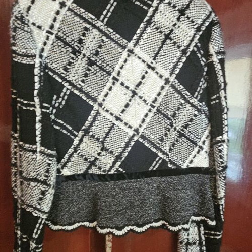 Regna Lange cardigan, black and white, cashmere, XL