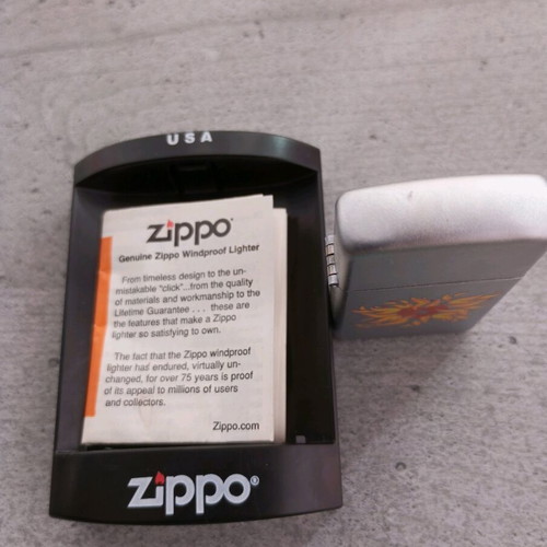 Zippo lighter new with heart design, matte silver