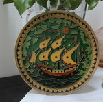 Two vintage decorative plates made of copper and brass with cloisonne enamel like new