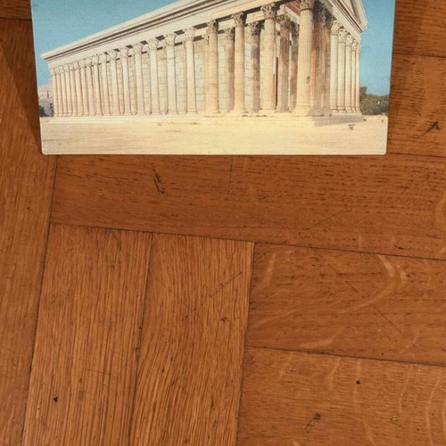 Color postcard used double photo (Theseion Column of Olympian Zeus)