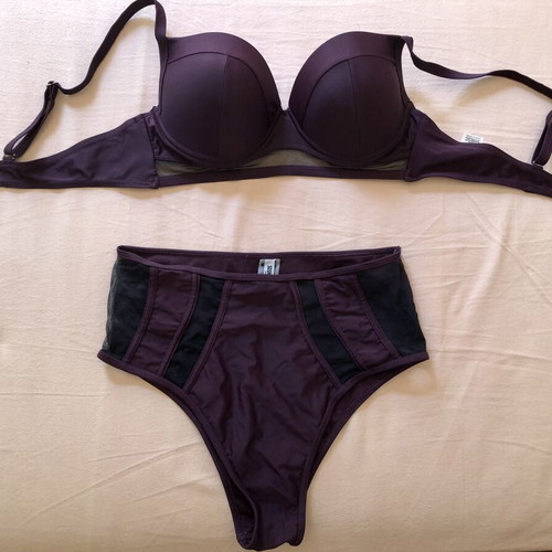 Sogno d’Oro purple bikini with black mesh, size 48