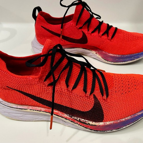 Nike Zoom Vaporfly 4% men's running shoes used, size 42, black and orange