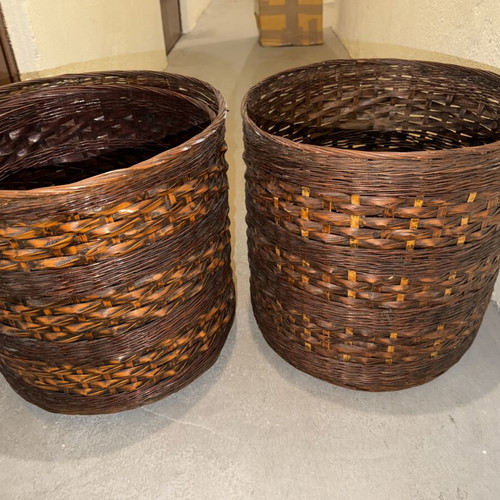 Wicker plant pots, set of 2, 45cm diameter and height, indoor