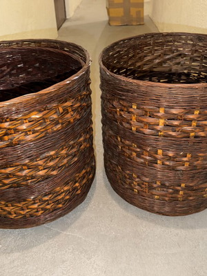 Wicker plant pots, set of 2, 45cm diameter and height, indoor