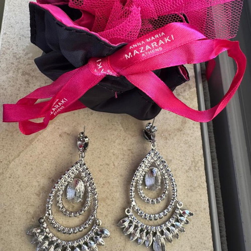 Anna Maria Mazaraki earrings like new, green and silver