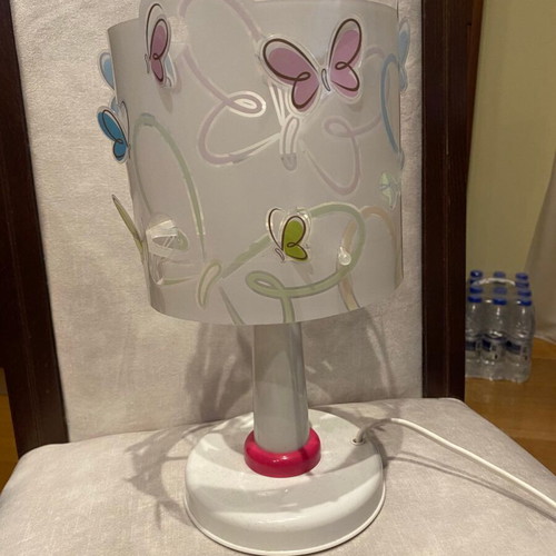 Children's lighting set used, ceiling and table lamps with butterfly design