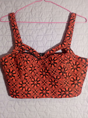 Bustier with brocade fabric like new, Forever Unique, black and red