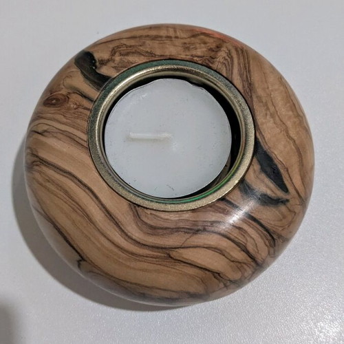 Wooden candle holder for tealight like new with metal container