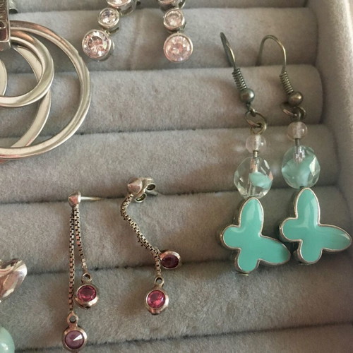 Silver earrings used, pack of 10, turquoise and silver colors