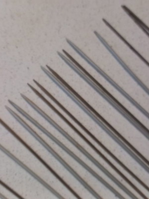 Knitting needles used, 19 pcs, aluminum and metal
