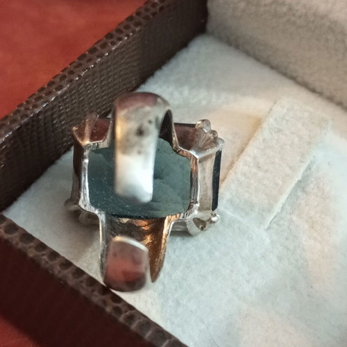 Silver ring 925 with blue zircon used, size 55