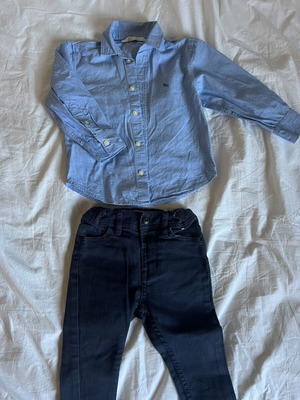 H&M Boys' Set with Blue Shirt and Dark Jeans 2-3 Years Like New