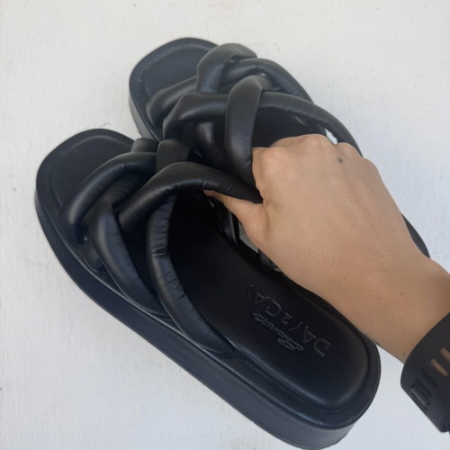 Sante platform mules size 38 like new, black eco leather