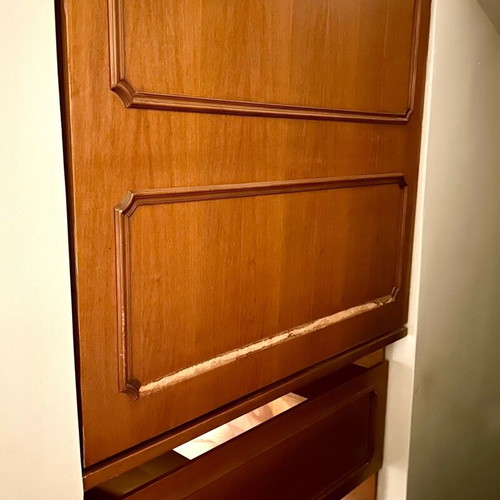 Desk with bookshelf used, chipboard with wood veneer