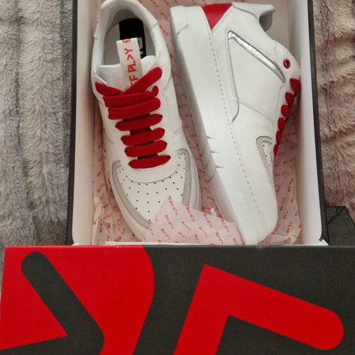 Play off leather athletic shoes, size 37, white and red