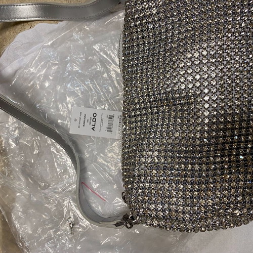 Cocktail bag Aldo shoulder silver new with strass