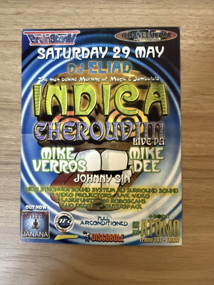 Flyer RLOAD DJ Eliad Indica Cherouvim Αθήνα 1999 σαν καινούργιο