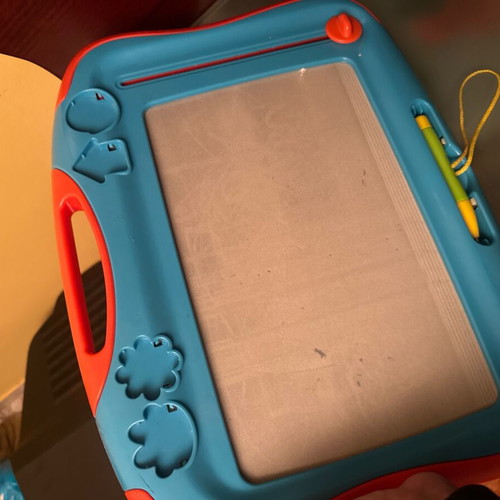 Kids magnetic drawing board used