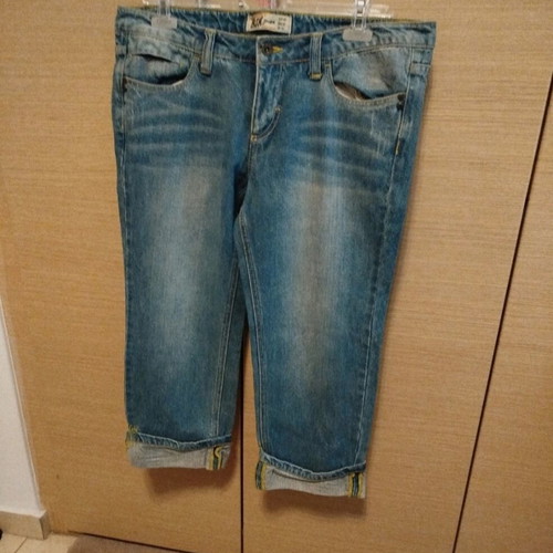 Bershka Crop Jeans new, size XL, blue, rigid fabric