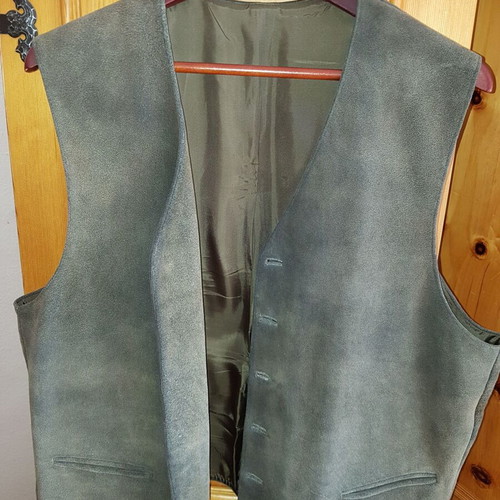 Leather vest elk new, gray, size XL