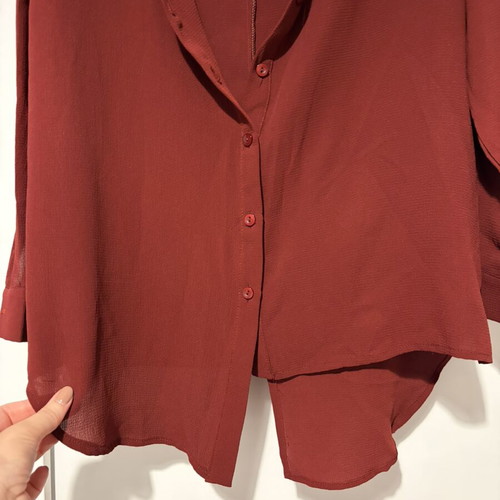 Noobass asymmetrical burgundy shirt S/M with sleep mask gift