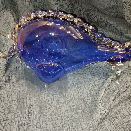 Bull blown glass used, blue decorative piece